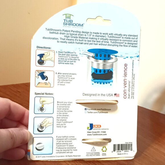 TubShroom Tub Drain Protector Hair Catcher/Strainer/Snare (2.25 x 2.25 Inch) - Picture 5 of 8